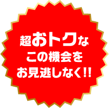 超おトクなこの機会をお見逃しなく!!