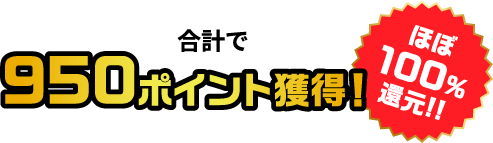 合計で950ポイント獲得!ほぼ100%還元!!