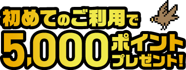 初めてのご利用で5,000ポイントプレゼント!!